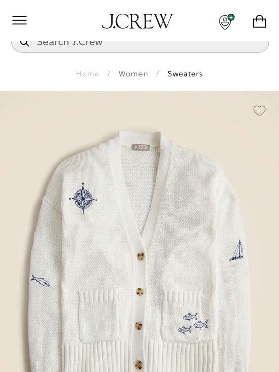 J. Crew Sweaters - J. Crew Heritage Cotton Cardigan-Nautical Embroidery NWT